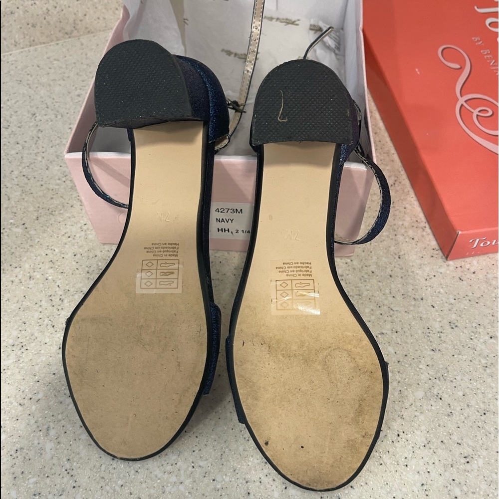 Touch Up Block Heeled Blue Shimmer Sandal - Picture 5 of 6